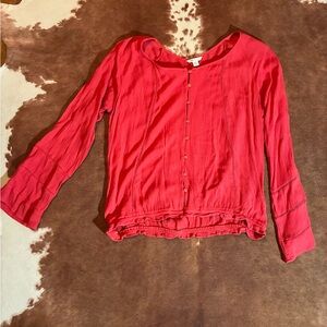 Cato Vibrant Red Blouse with Button Detail